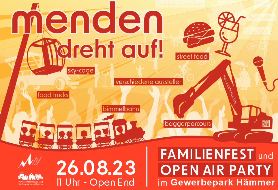 Menden dreht auf! Familienfest und Open-Air-Party im Gewerbepark Hämmer in Menden